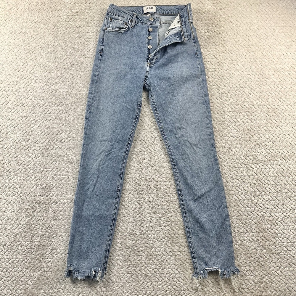 AGOLDE Jeans Women's 25 High Rise Distressed Button Fly Boho Festival Modern